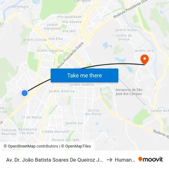 Av. Dr. João Batista Soares De Queiroz Júnior, S/Nº to Humanitas map