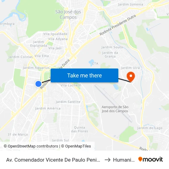 Av. Comendador Vicente De Paulo Penido, 564 to Humanitas map