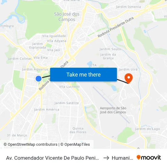 Av. Comendador Vicente De Paulo Penido, 264 to Humanitas map