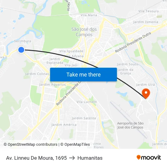 Av. Linneu De Moura, 1695 to Humanitas map