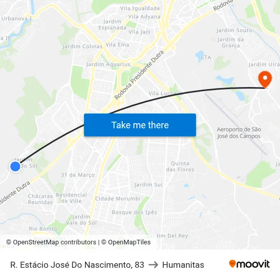 R. Estácio José Do Nascimento, 83 to Humanitas map