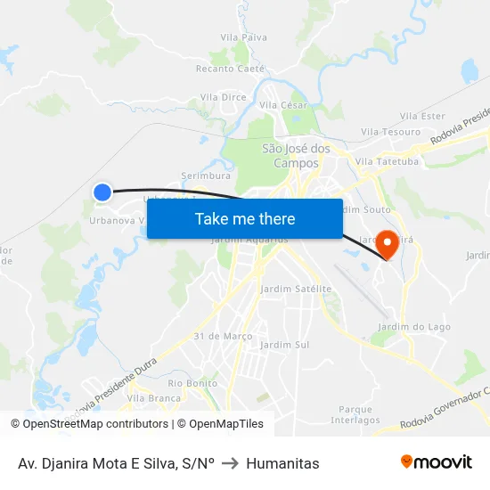 Av. Djanira Mota E Silva, S/Nº to Humanitas map