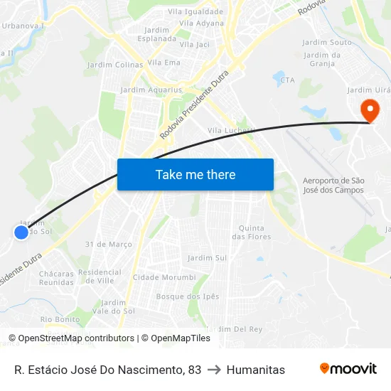 R. Estácio José Do Nascimento, 83 to Humanitas map