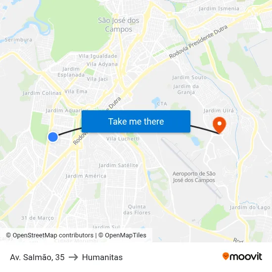 Av. Salmão, 35 to Humanitas map