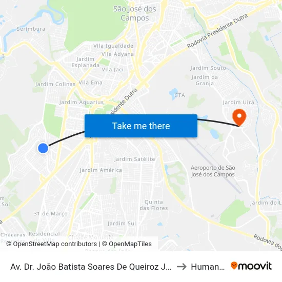 Av. Dr. João Batista Soares De Queiroz Júnior, 990 to Humanitas map