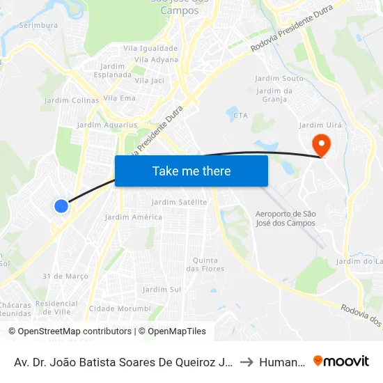 Av. Dr. João Batista Soares De Queiroz Júnior, 496 to Humanitas map