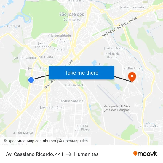 Av. Cassiano Ricardo, 441 to Humanitas map