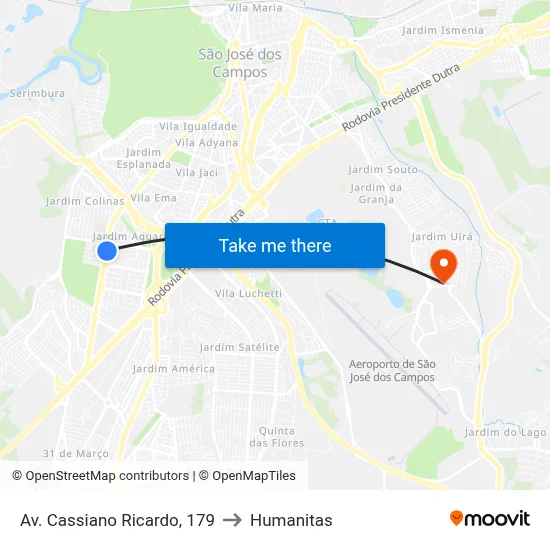 Av. Cassiano Ricardo, 179 to Humanitas map