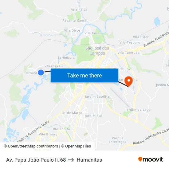 Av. Papa João Paulo Ii, 68 to Humanitas map