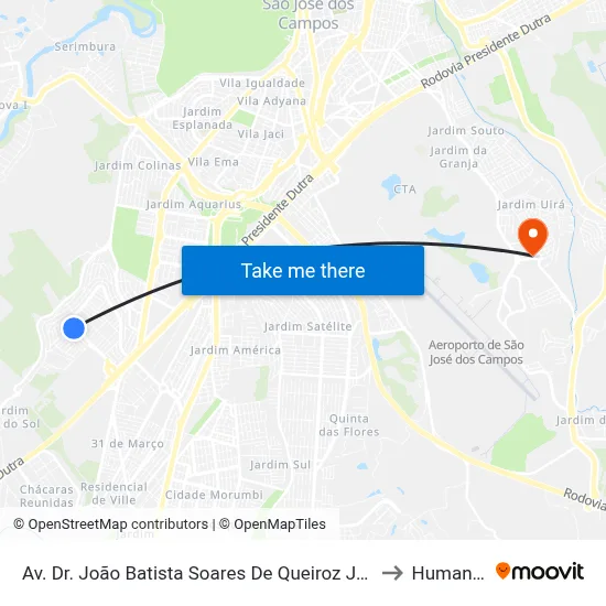 Av. Dr. João Batista Soares De Queiroz Júnior, S/Nº to Humanitas map