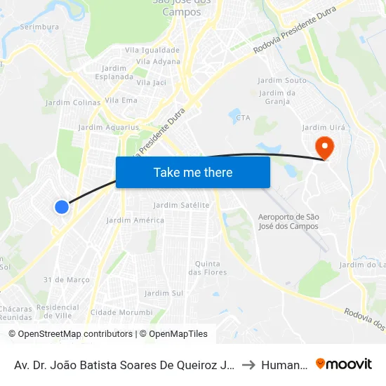 Av. Dr. João Batista Soares De Queiroz Júnior, 526 to Humanitas map