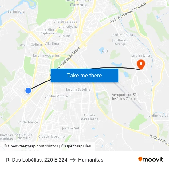 R. Das Lobélias, 220 E 224 to Humanitas map