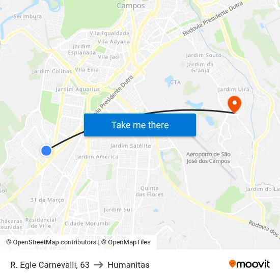 R. Egle Carnevalli, 63 to Humanitas map