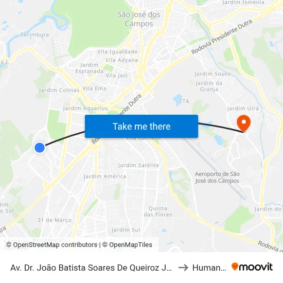 Av. Dr. João Batista Soares De Queiroz Júnior, 1420 to Humanitas map
