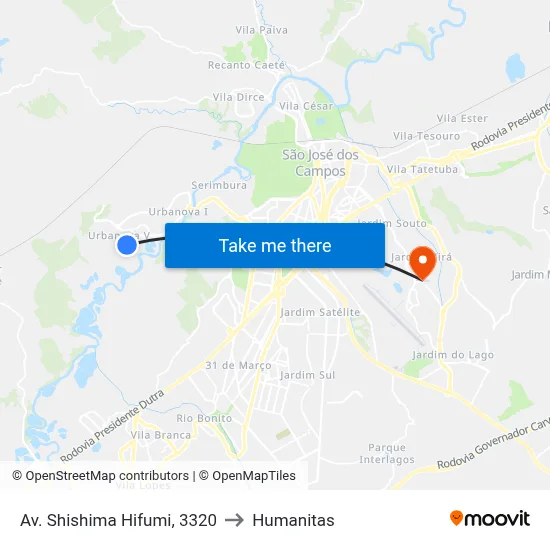 Av. Shishima Hifumi, 3320 to Humanitas map