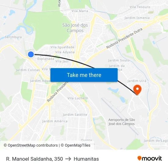 R. Manoel Saldanha, 350 to Humanitas map