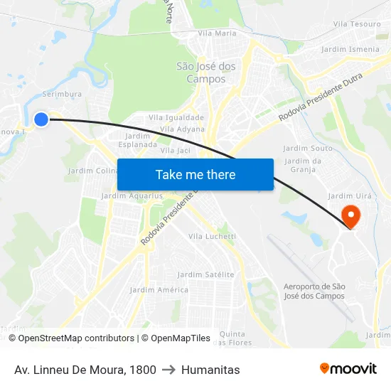 Av. Linneu De Moura, 1800 to Humanitas map