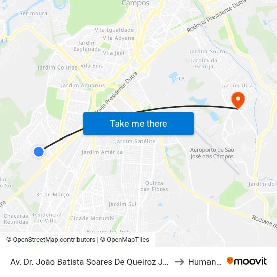Av. Dr. João Batista Soares De Queiroz Júnior, 2591 to Humanitas map
