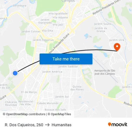 R. Dos Cajueiros, 260 to Humanitas map
