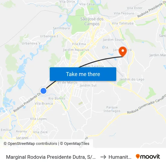 Marginal Rodovia Presidente Dutra, S/Nº to Humanitas map