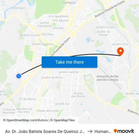 Av. Dr. João Batista Soares De Queiroz Júnior, 2420 to Humanitas map