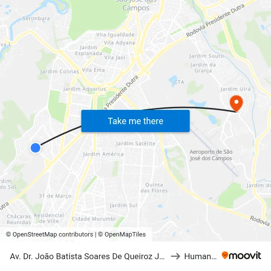 Av. Dr. João Batista Soares De Queiroz Júnior, 2311 to Humanitas map