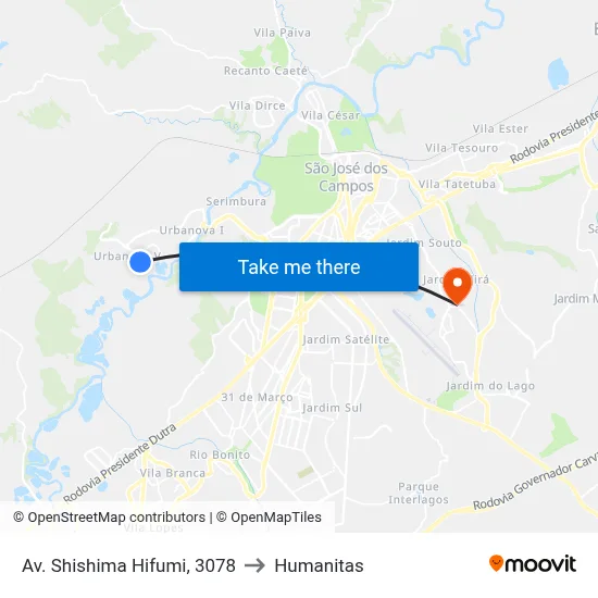 Av. Shishima Hifumi, 3078 to Humanitas map