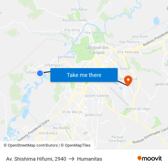Av. Shishima Hifumi, 2940 to Humanitas map