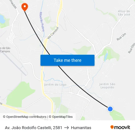 Av. João Rodolfo Castelli, 2581 to Humanitas map