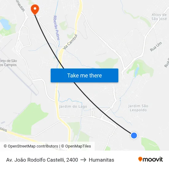 Av. João Rodolfo Castelli, 2400 to Humanitas map