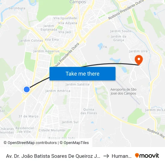 Av. Dr. João Batista Soares De Queiroz Júnior, 226 to Humanitas map
