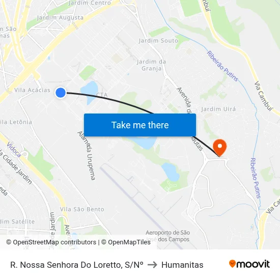 R. Nossa Senhora Do Loretto, S/Nº to Humanitas map