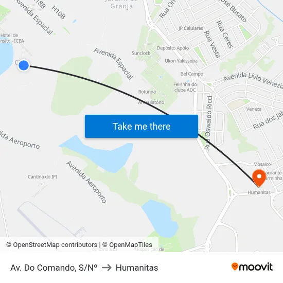 Av. Do Comando, S/Nº to Humanitas map