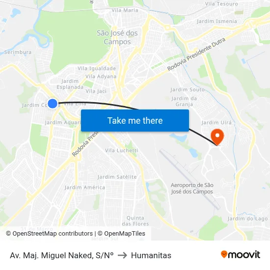 Av. Maj. Miguel Naked, S/Nº to Humanitas map