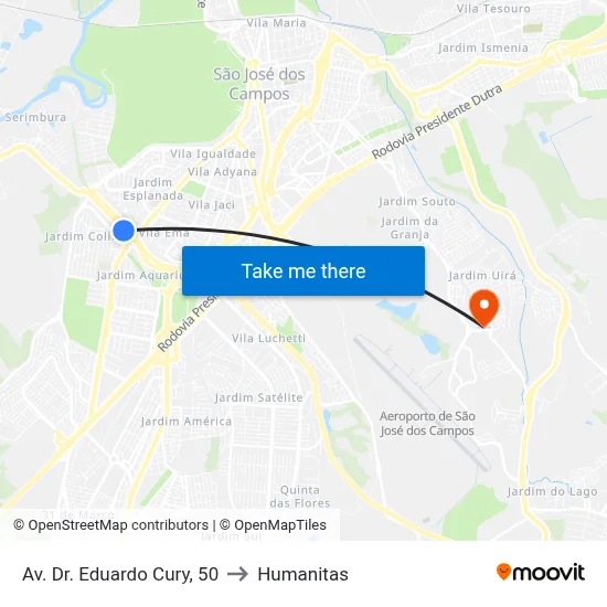 Av. Dr. Eduardo Cury, 50 to Humanitas map