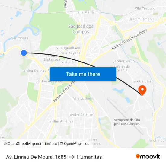 Av. Linneu De Moura, 1685 to Humanitas map