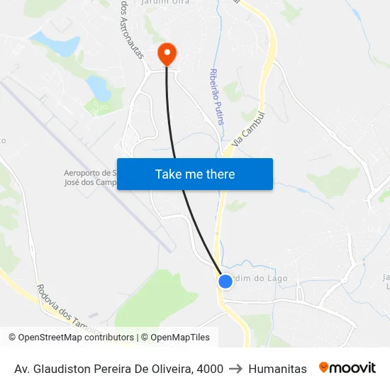 Av. Glaudiston Pereira De Oliveira, 4000 to Humanitas map