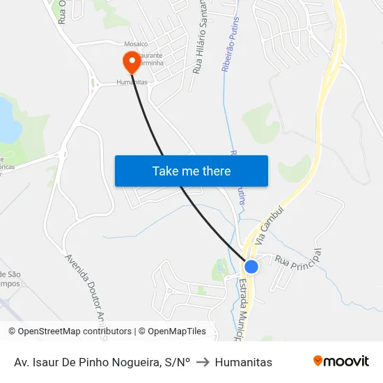 Av. Isaur De Pinho Nogueira, S/Nº to Humanitas map