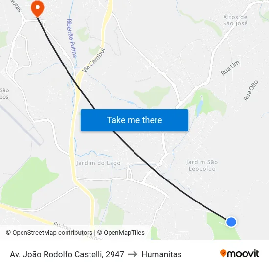 Av. João Rodolfo Castelli, 2947 to Humanitas map