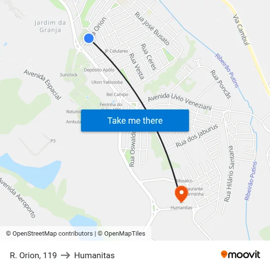 R. Orion, 119 to Humanitas map