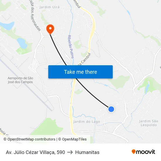 Av. Júlio Cézar Villaça, 590 to Humanitas map