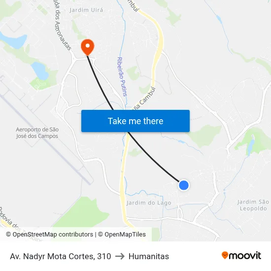 Av. Nadyr Mota Cortes, 310 to Humanitas map