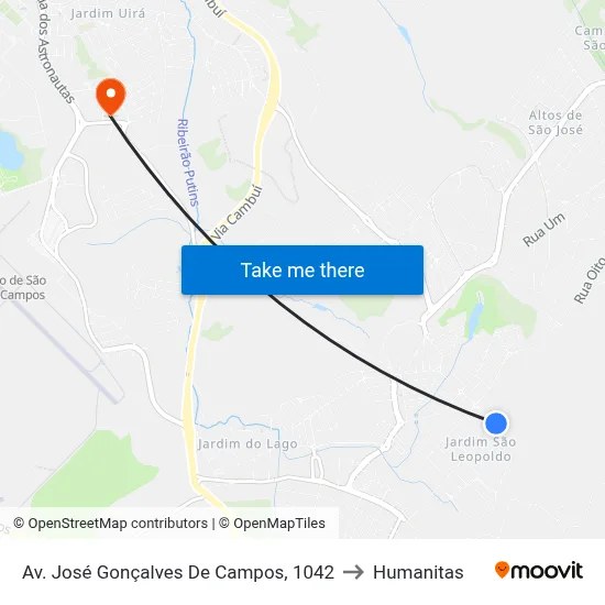 Av. José Gonçalves De Campos, 1042 to Humanitas map