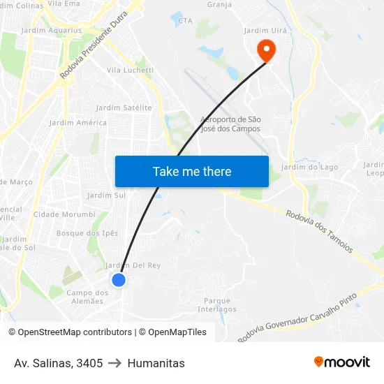 Av. Salinas, 3405 to Humanitas map