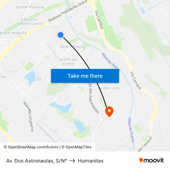 Av. Dos Astronautas, S/Nº to Humanitas map