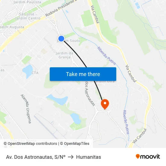 Av. Dos Astronautas, S/Nº to Humanitas map