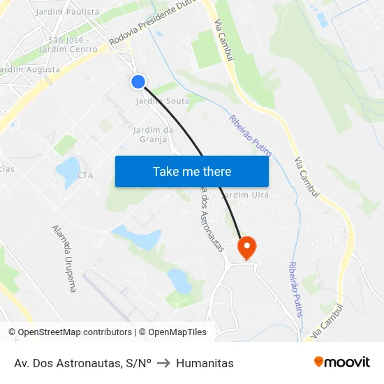 Av. Dos Astronautas, S/Nº to Humanitas map