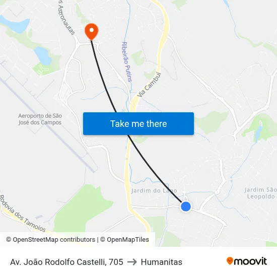 Av. João Rodolfo Castelli, 705 to Humanitas map