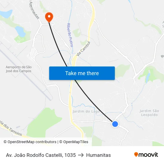 Av. João Rodolfo Castelli, 1035 to Humanitas map