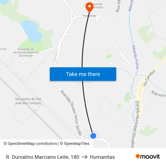 R. Durvalino Marciano Leite, 180 to Humanitas map
